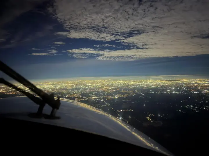 Night jump: City lights from altitude