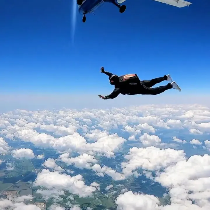 Freefall: Over the clouds