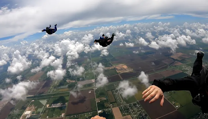 Freefall: Flying over the cloud deck